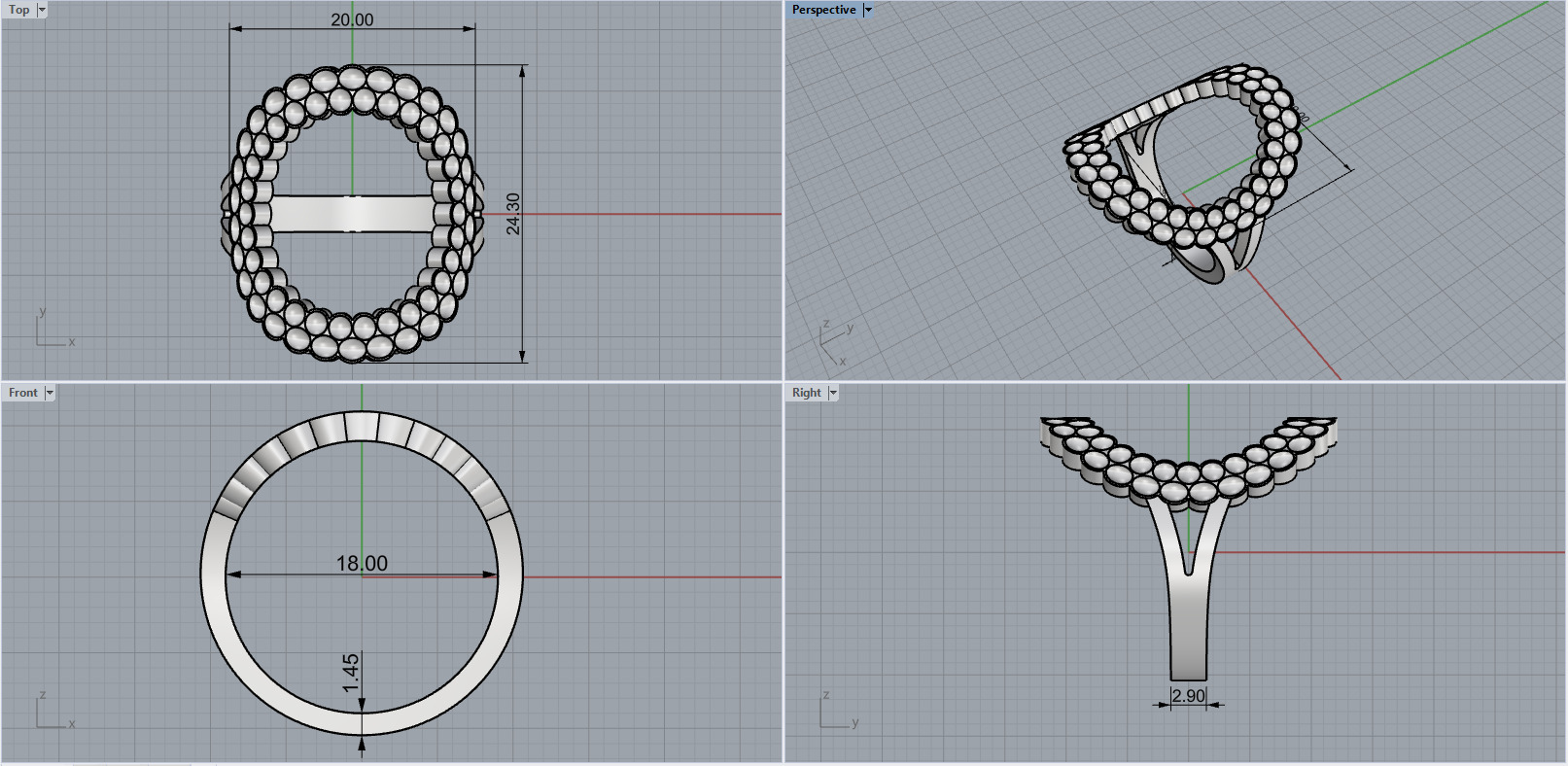 ladies fashion ring model 979 3D print model_3