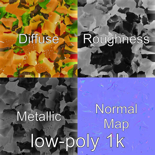 Classic Cheeseburger Realistic Textures model pack Low-poly 3D model 2