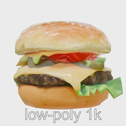 Classic Cheeseburger Realistic Textures model pack Low-poly 3D model 5