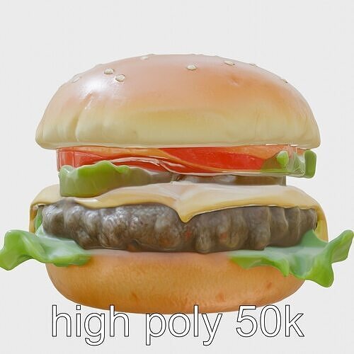Classic Cheeseburger Realistic Textures model pack Low-poly 3D model 3
