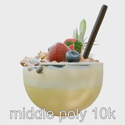 Tropical Smoothie Bowl 3D Model Pack Low-poly 3D model