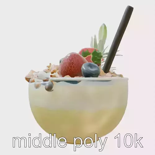 Tropical Smoothie Bowl 3D Model Pack Low-poly 3D model
