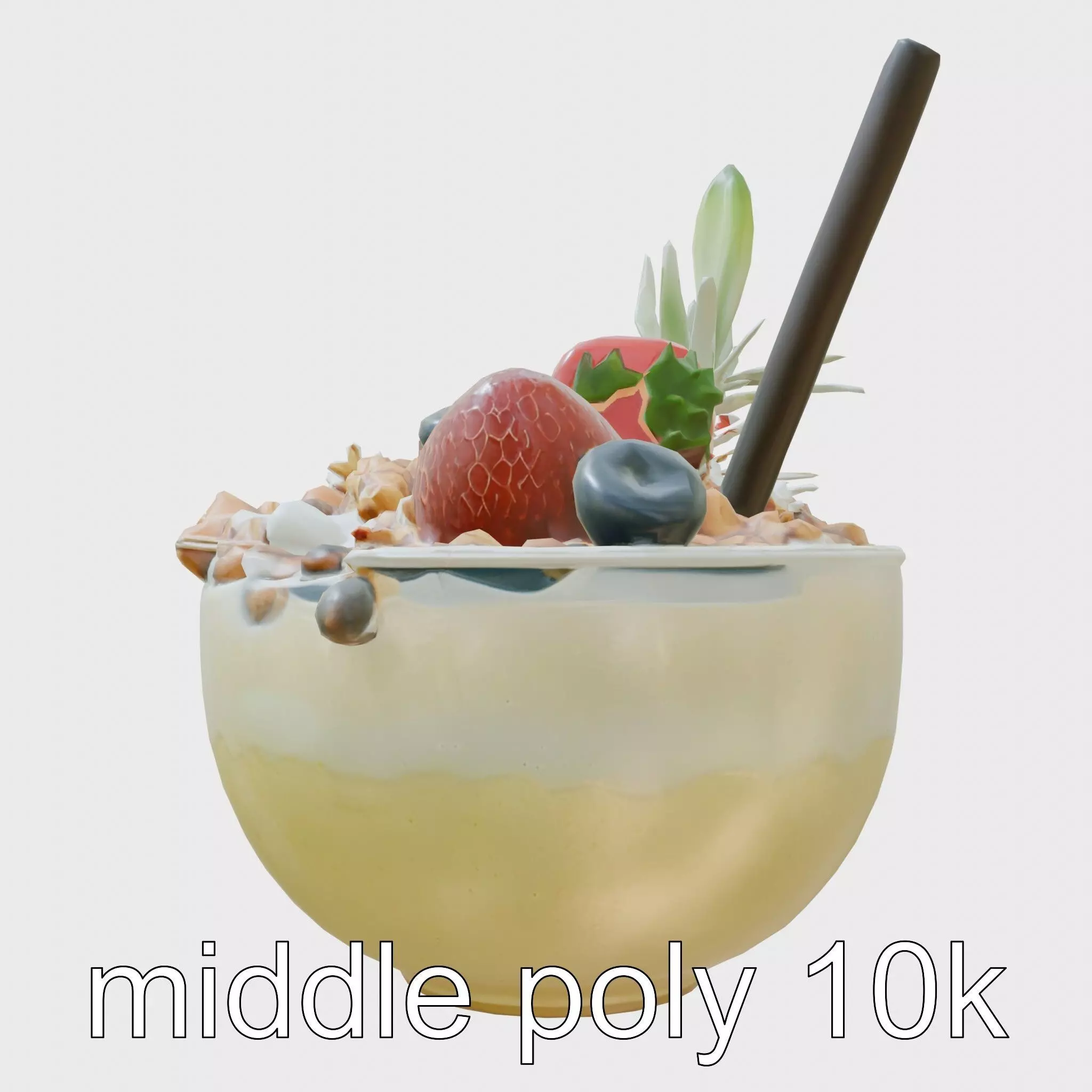 Tropical Smoothie Bowl 3D Model Pack Low-poly 3D model_0