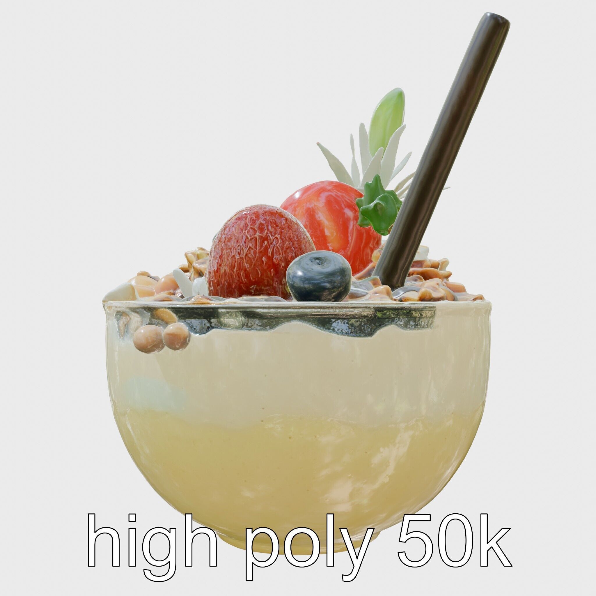 Tropical Smoothie Bowl 3D Model Pack Low-poly 3D model_11