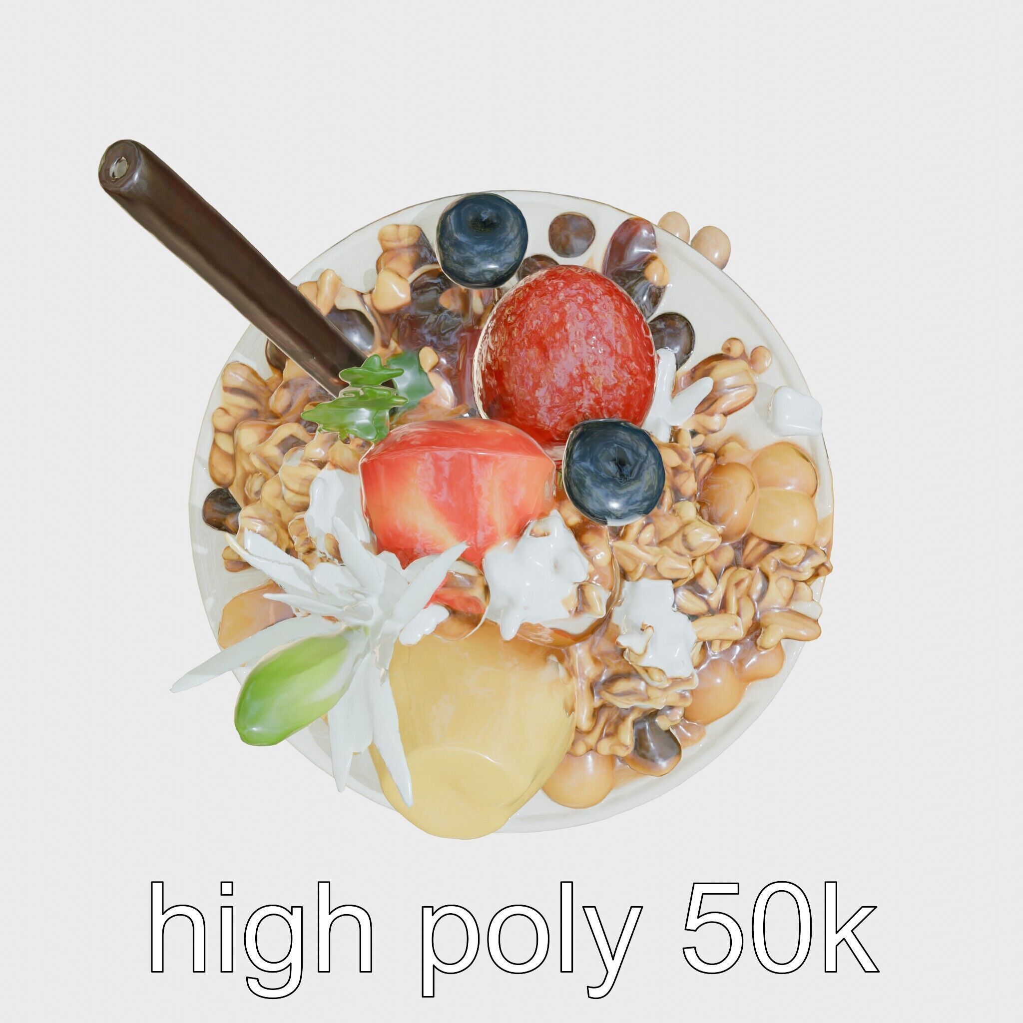 Tropical Smoothie Bowl 3D Model Pack Low-poly 3D model_5