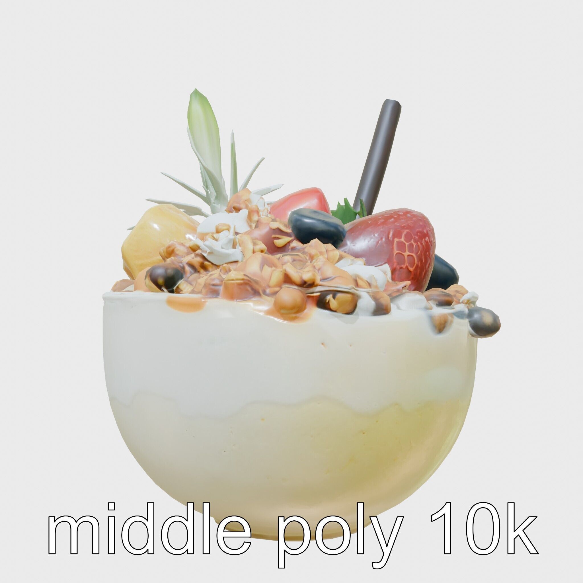 Tropical Smoothie Bowl 3D Model Pack Low-poly 3D model_18