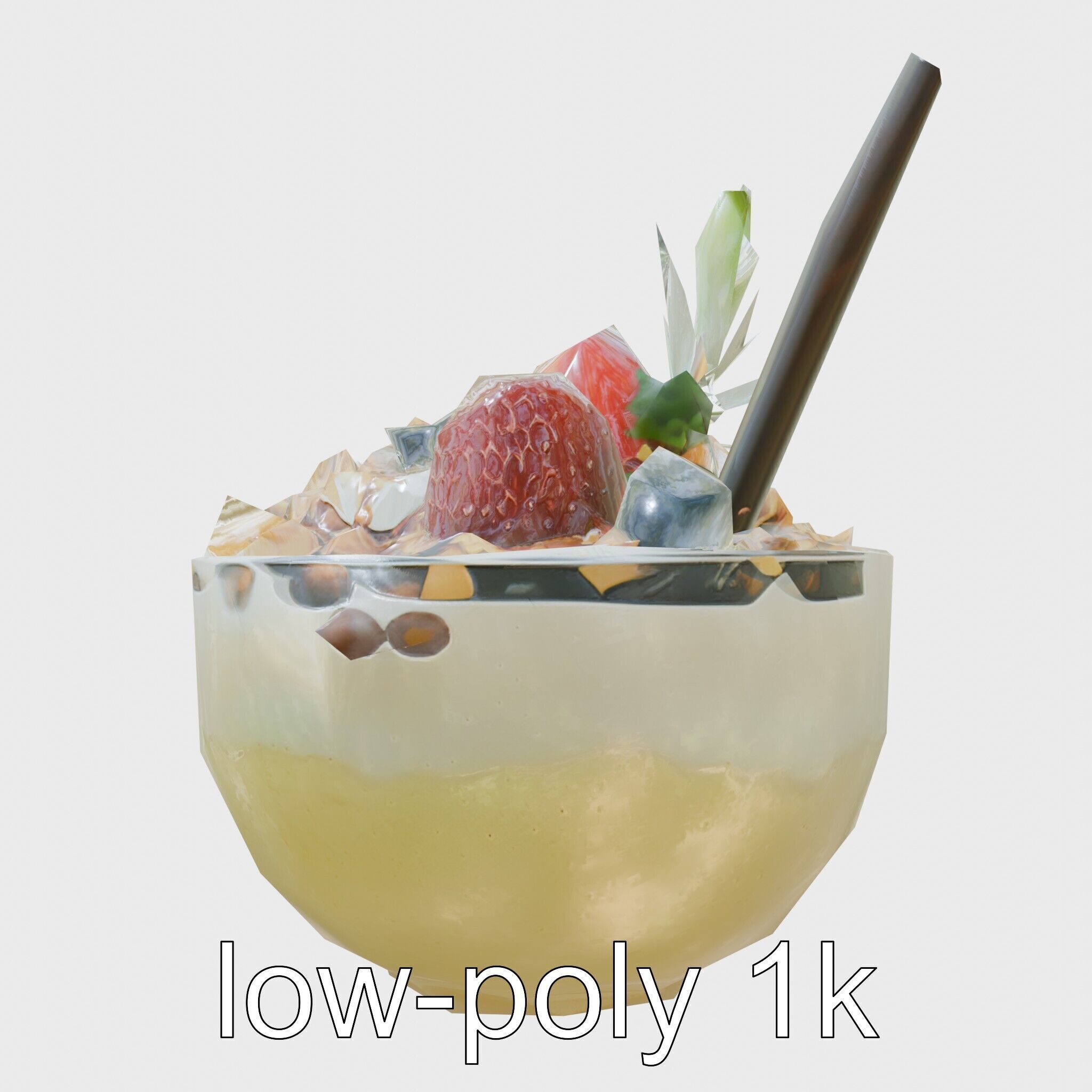 Tropical Smoothie Bowl 3D Model Pack Low-poly 3D model_7