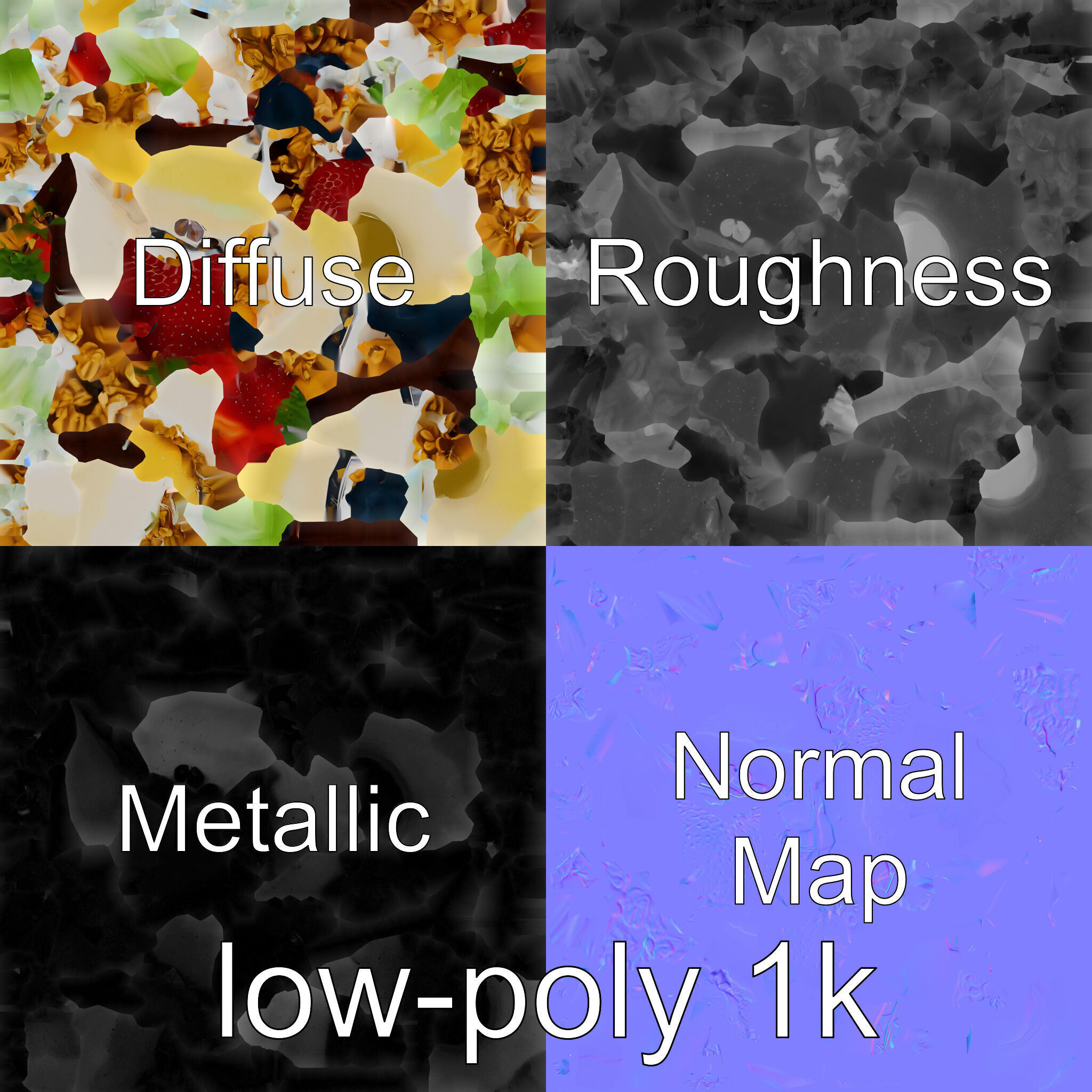 Tropical Smoothie Bowl 3D Model Pack Low-poly 3D model_4