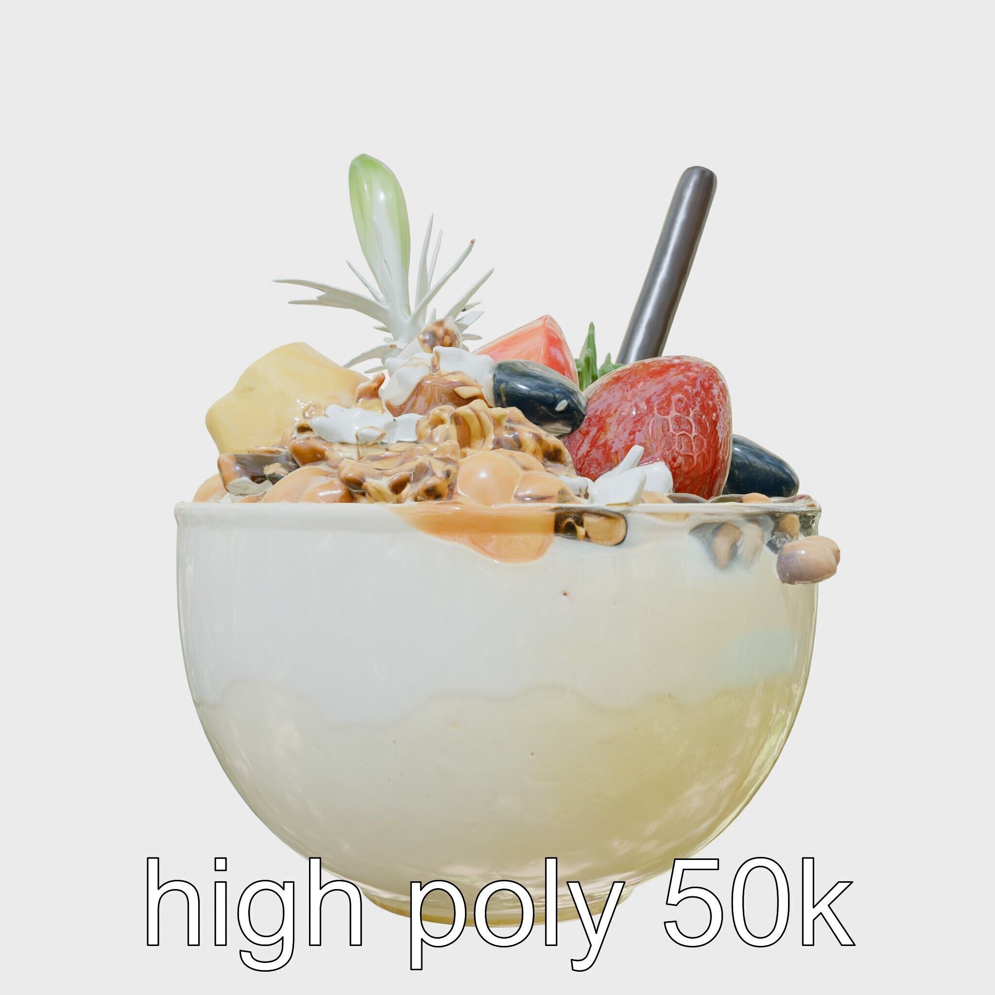 Tropical Smoothie Bowl 3D Model Pack Low-poly 3D model_17