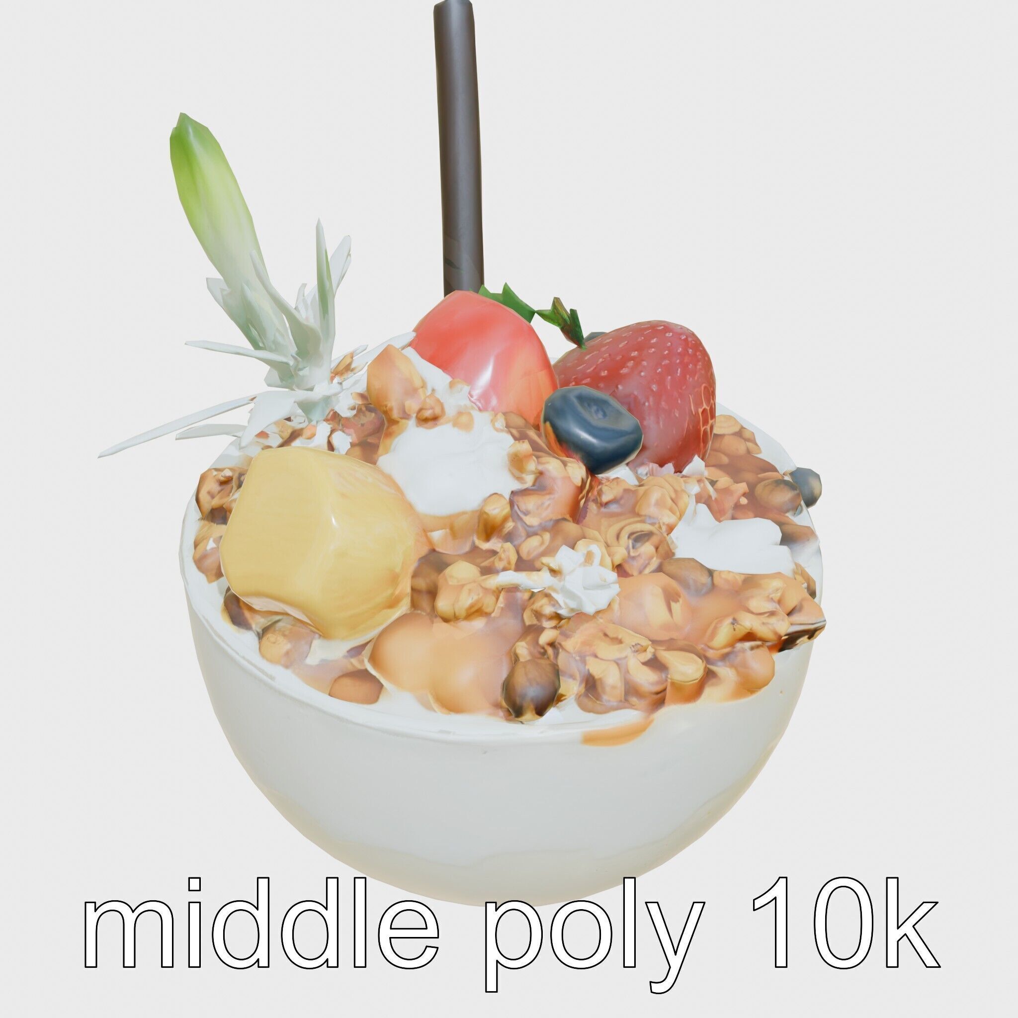 Tropical Smoothie Bowl 3D Model Pack Low-poly 3D model_12