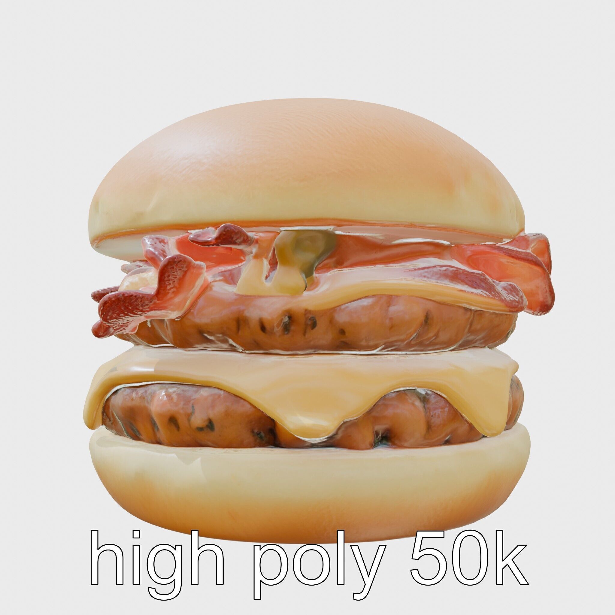 Double Bacon Burger Deluxe model pack Low-poly 3D model_16