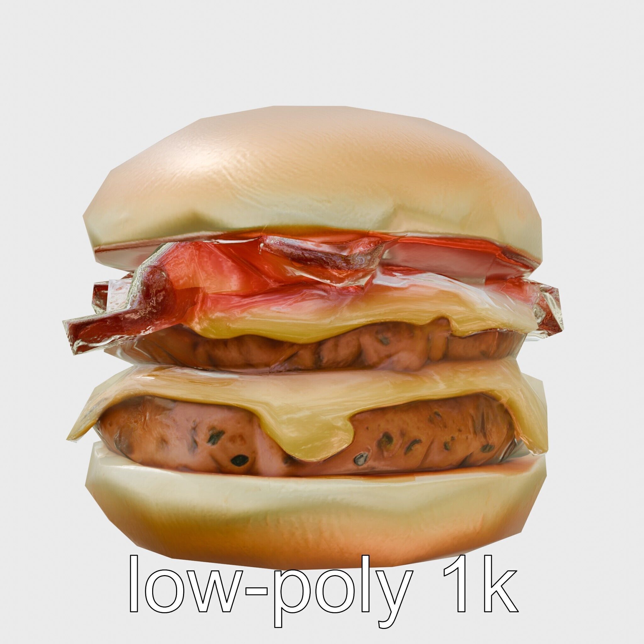 Double Bacon Burger Deluxe model pack Low-poly 3D model_7