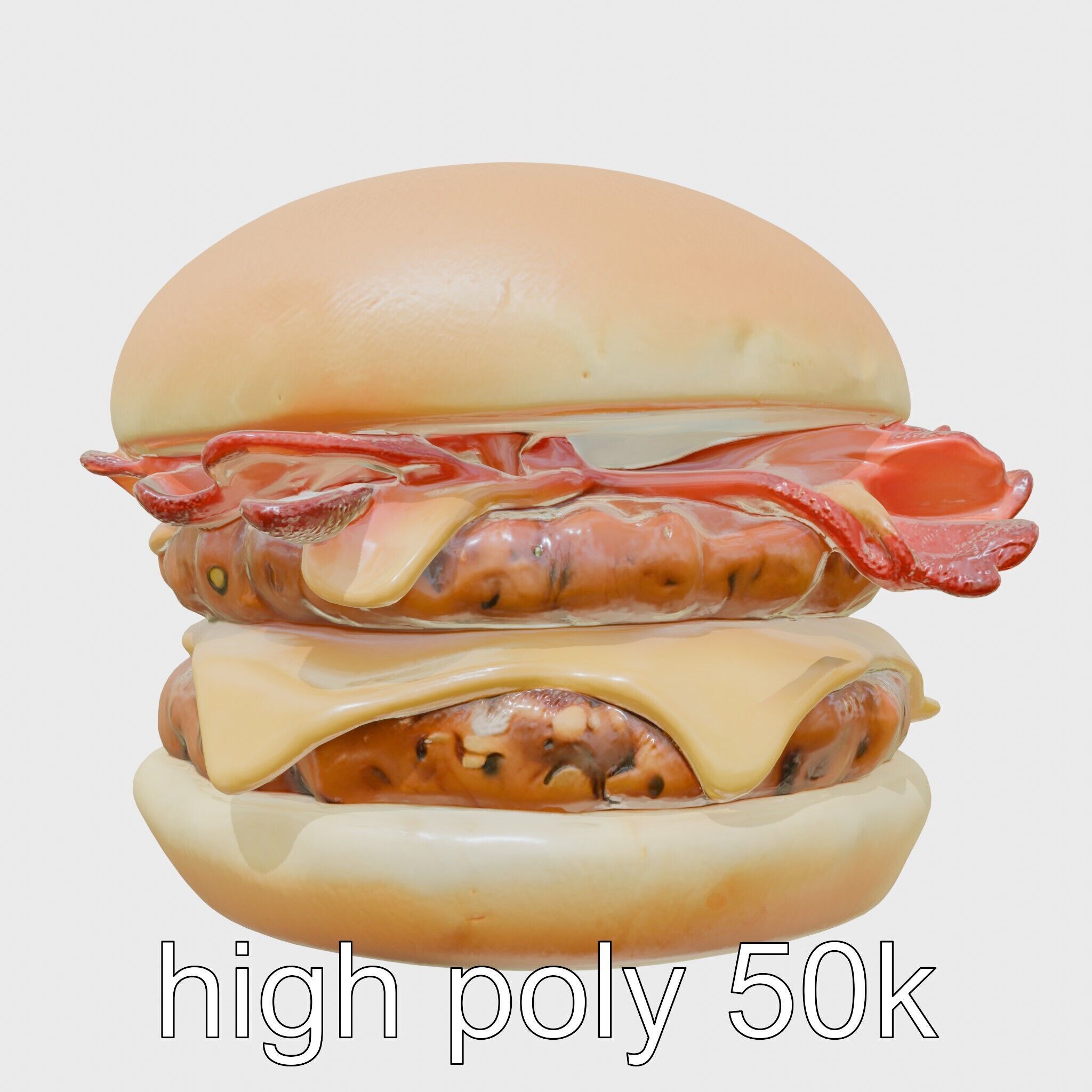 Double Bacon Burger Deluxe model pack Low-poly 3D model_5