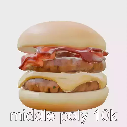 Double Bacon Burger Deluxe model pack Low-poly 3D model