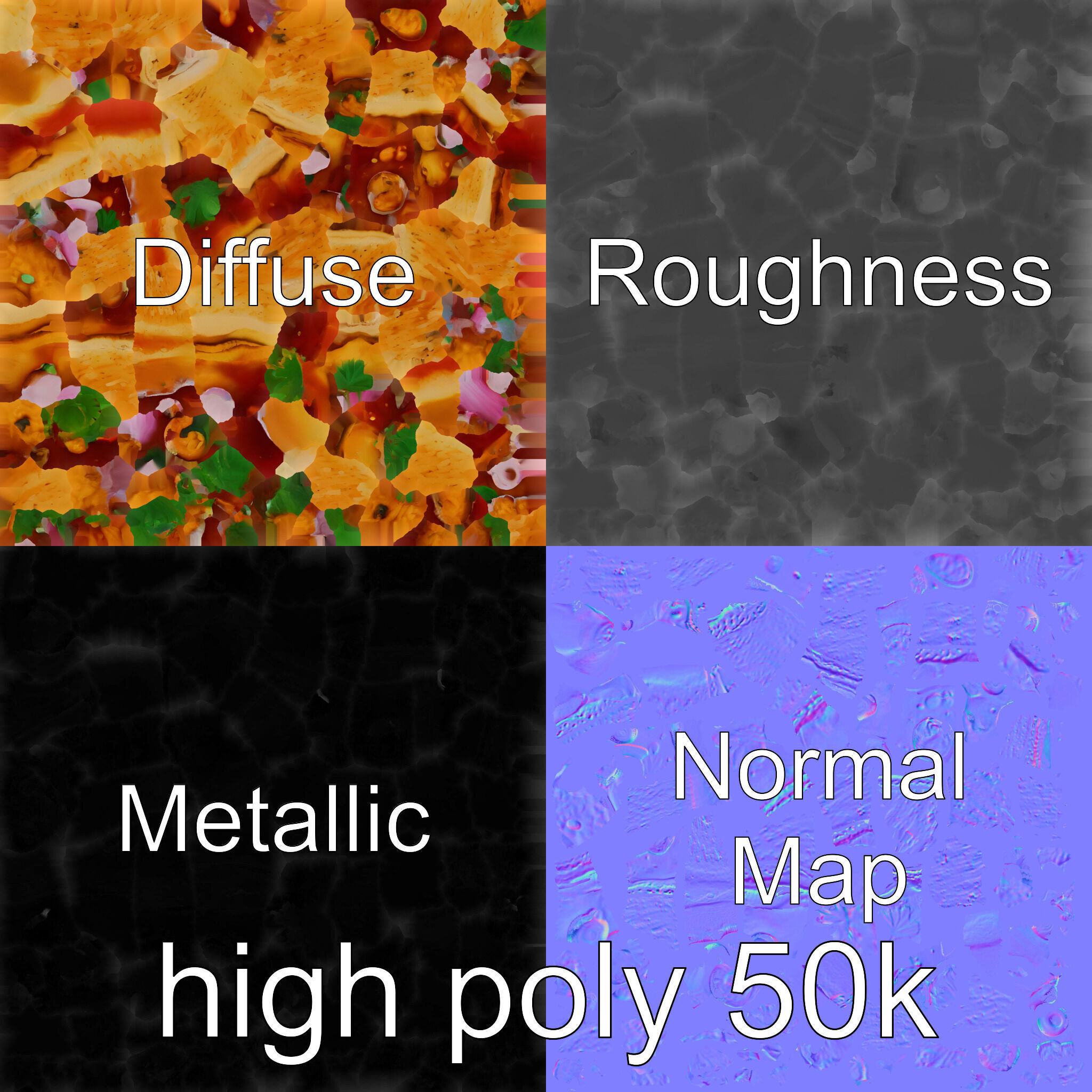 BBQ Chicken Pizza Slice model pack Low-poly 3D model_33