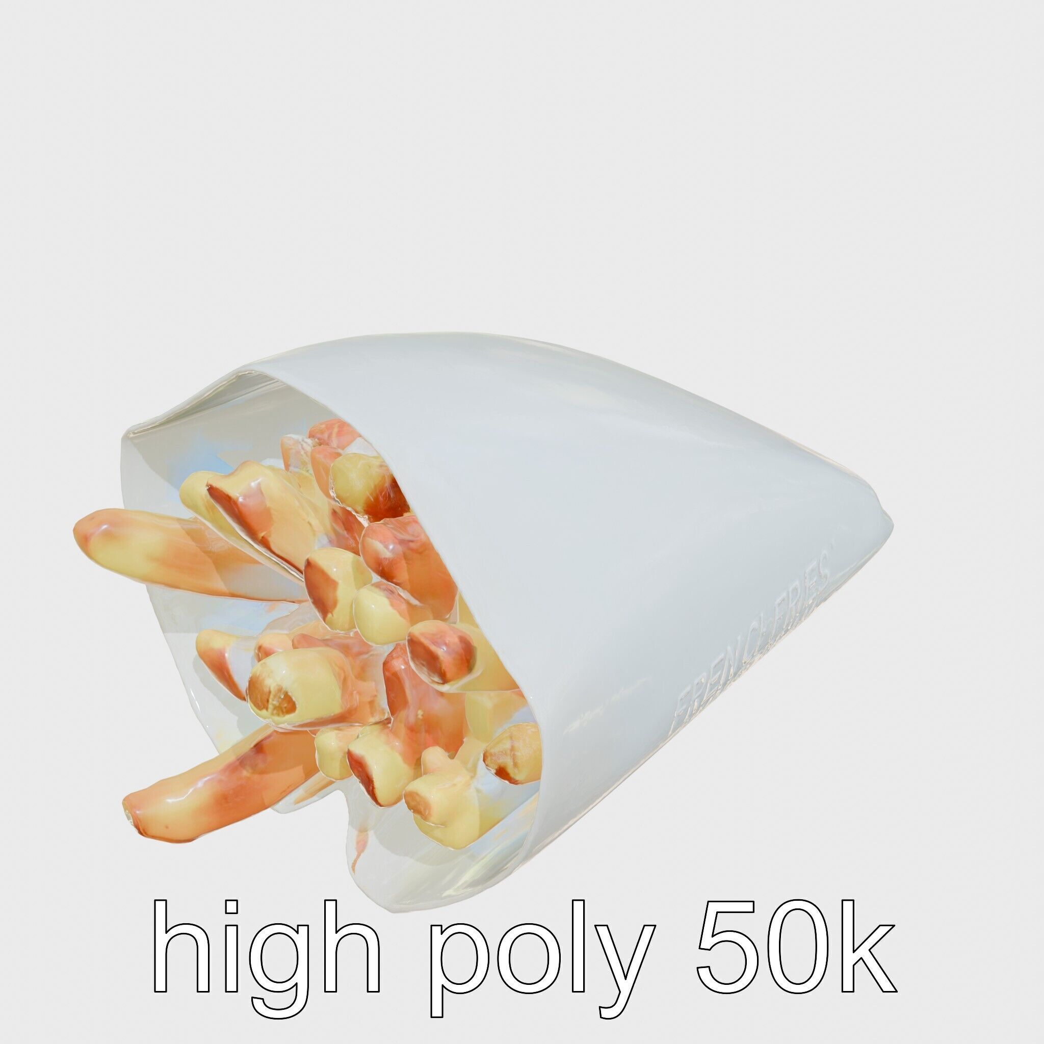 Crispy French Fries Cone model pack Low-poly 3D model_11