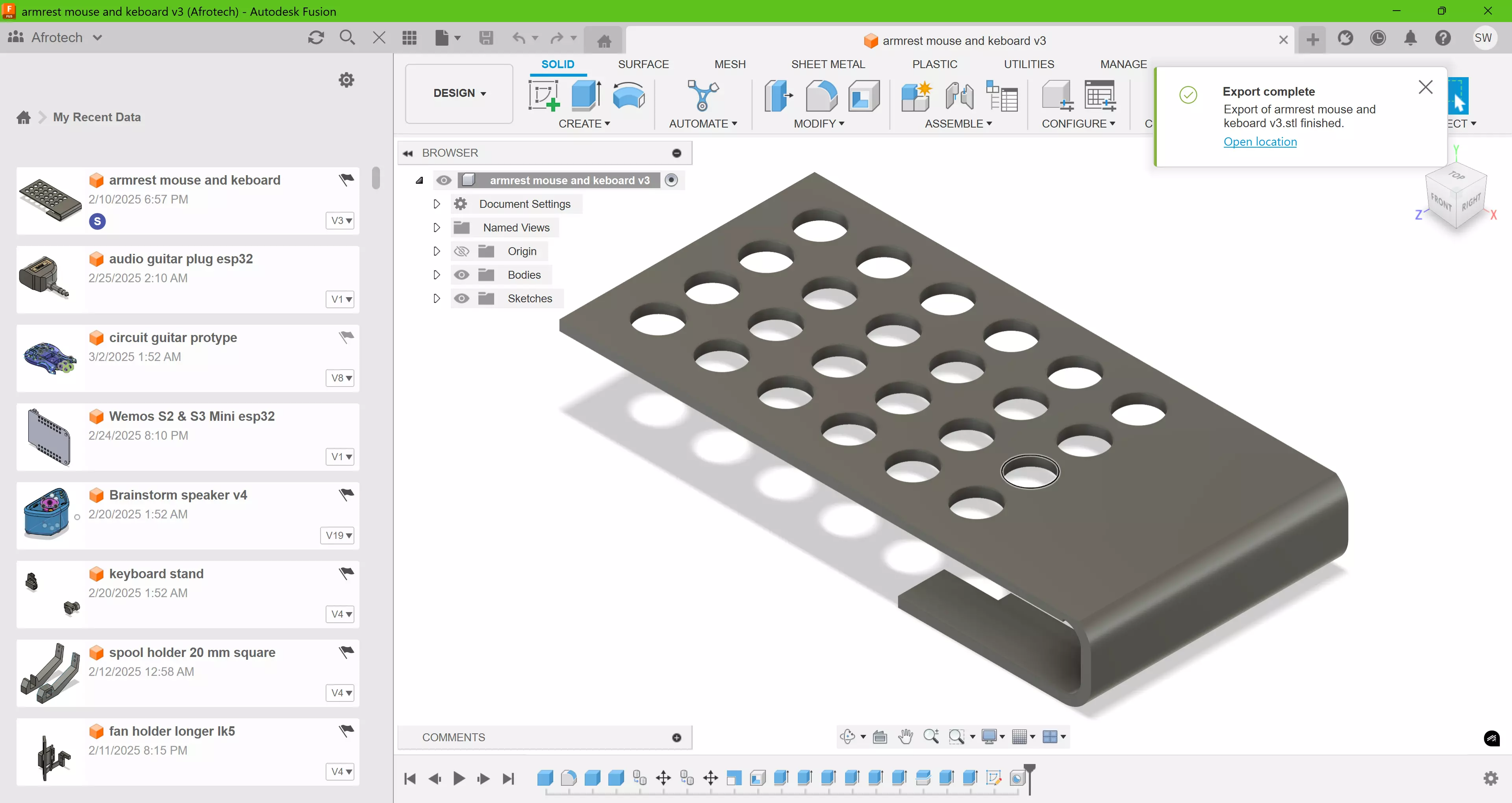 gaming chair armrest mouse keyboard  tray  3D print model_0