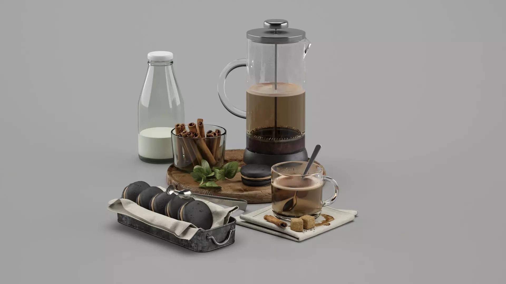 Breakfast Decorative Set 3D model_0