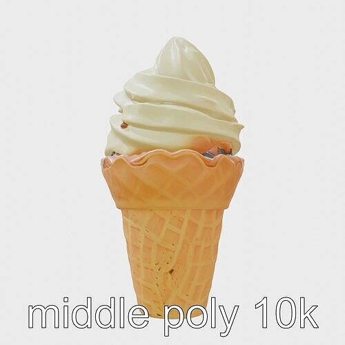 Vanilla Swirl Ice Cream Cone model pack Low-poly 3D model