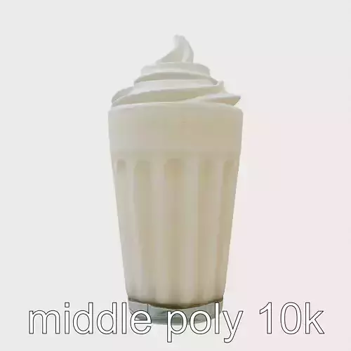 Retro Milkshake Glass with Whipped Cream model pack Low-poly 3D model