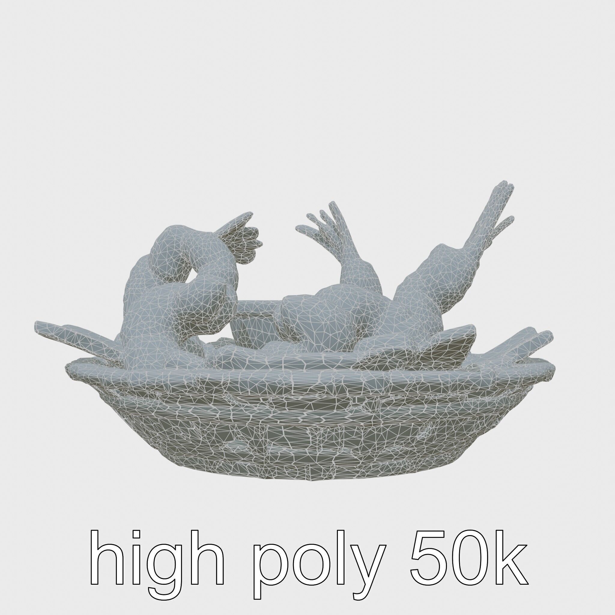 Fried Shrimp Basket Rustic Food model pack Low-poly 3D model_30