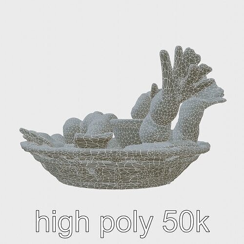 Fried Shrimp Basket Rustic Food model pack Low-poly 3D model 6