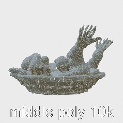 Fried Shrimp Basket Rustic Food model pack Low-poly 3D model 7