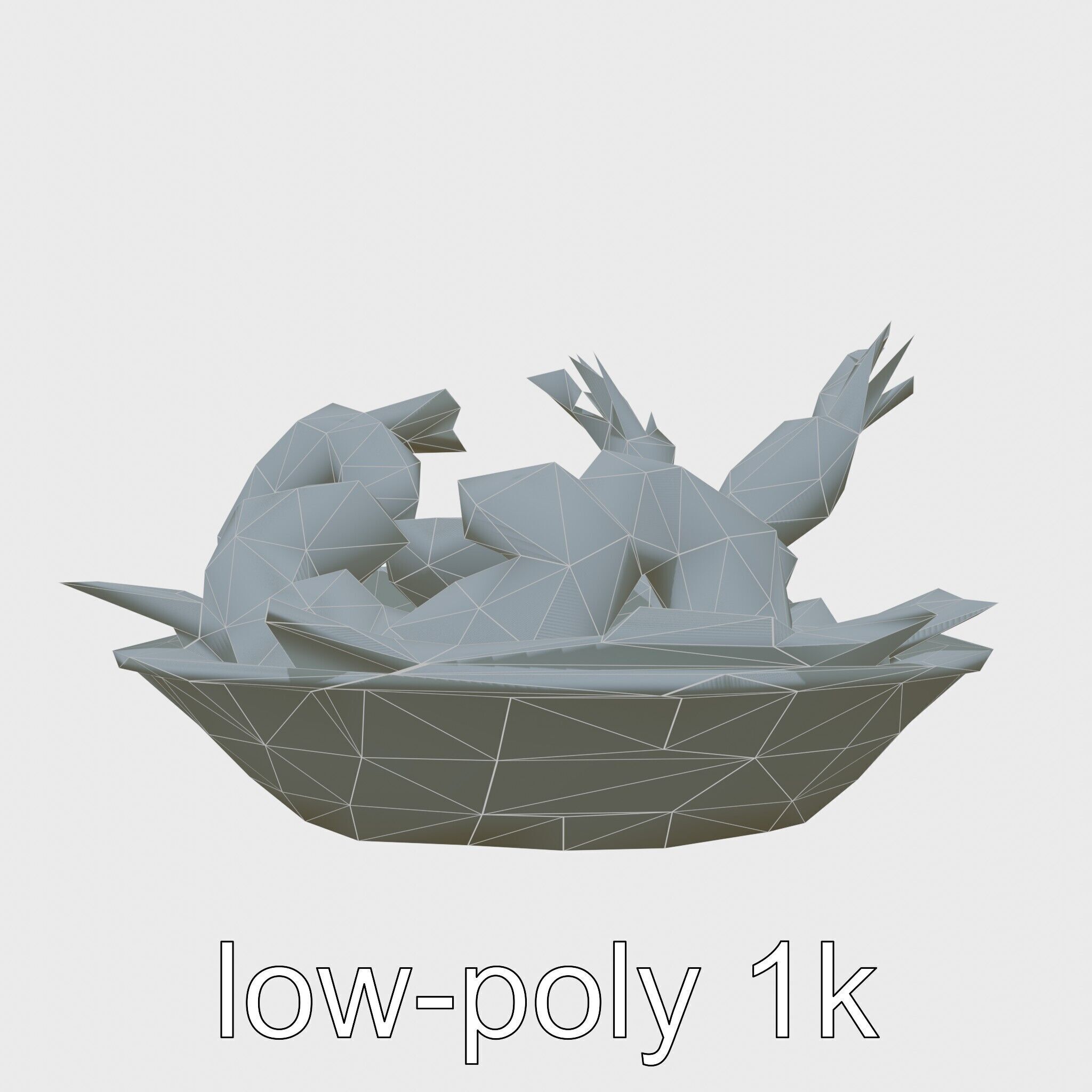 Fried Shrimp Basket Rustic Food model pack Low-poly 3D model_31