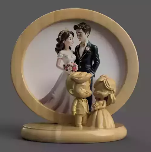 Wedding Couple 3D Frame Bride Groom STL File