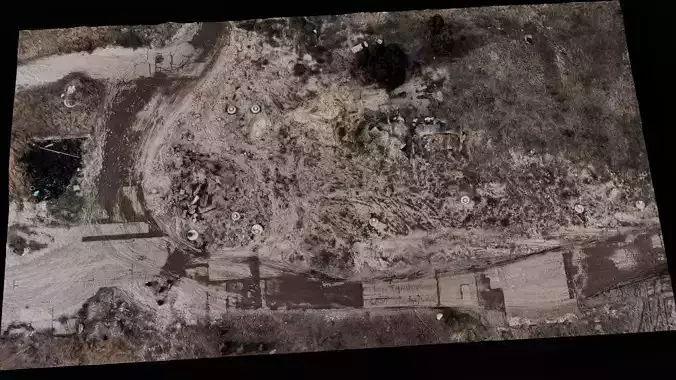 construction site terrain road debris area 150m photogrammetry