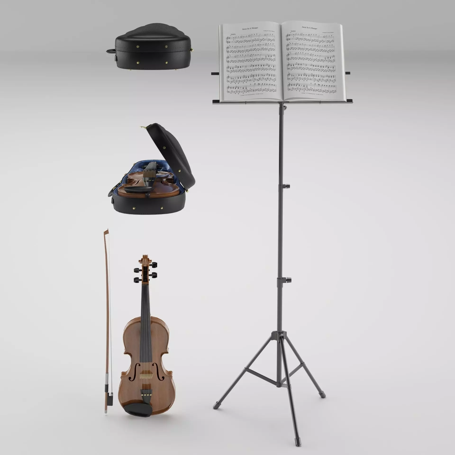 The Violin With Case 3D model