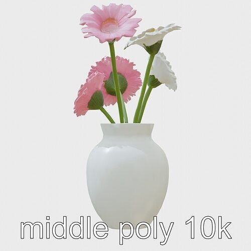 Gerbera Majestic Vase model pack Low-poly 3D model