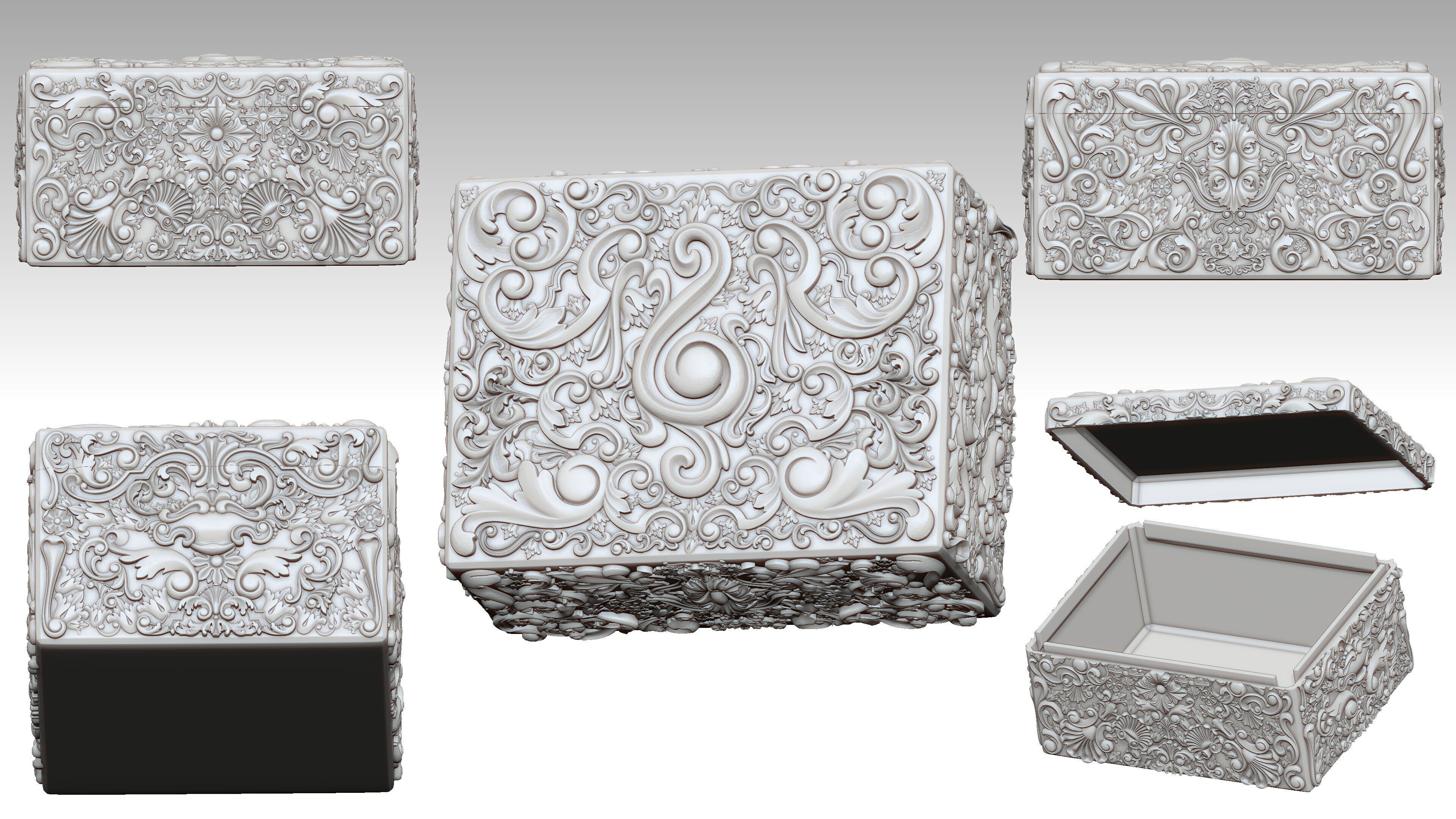 3D Print Ornate Art Nouveau Box Decorative Jewelry Storage 3D print model_3
