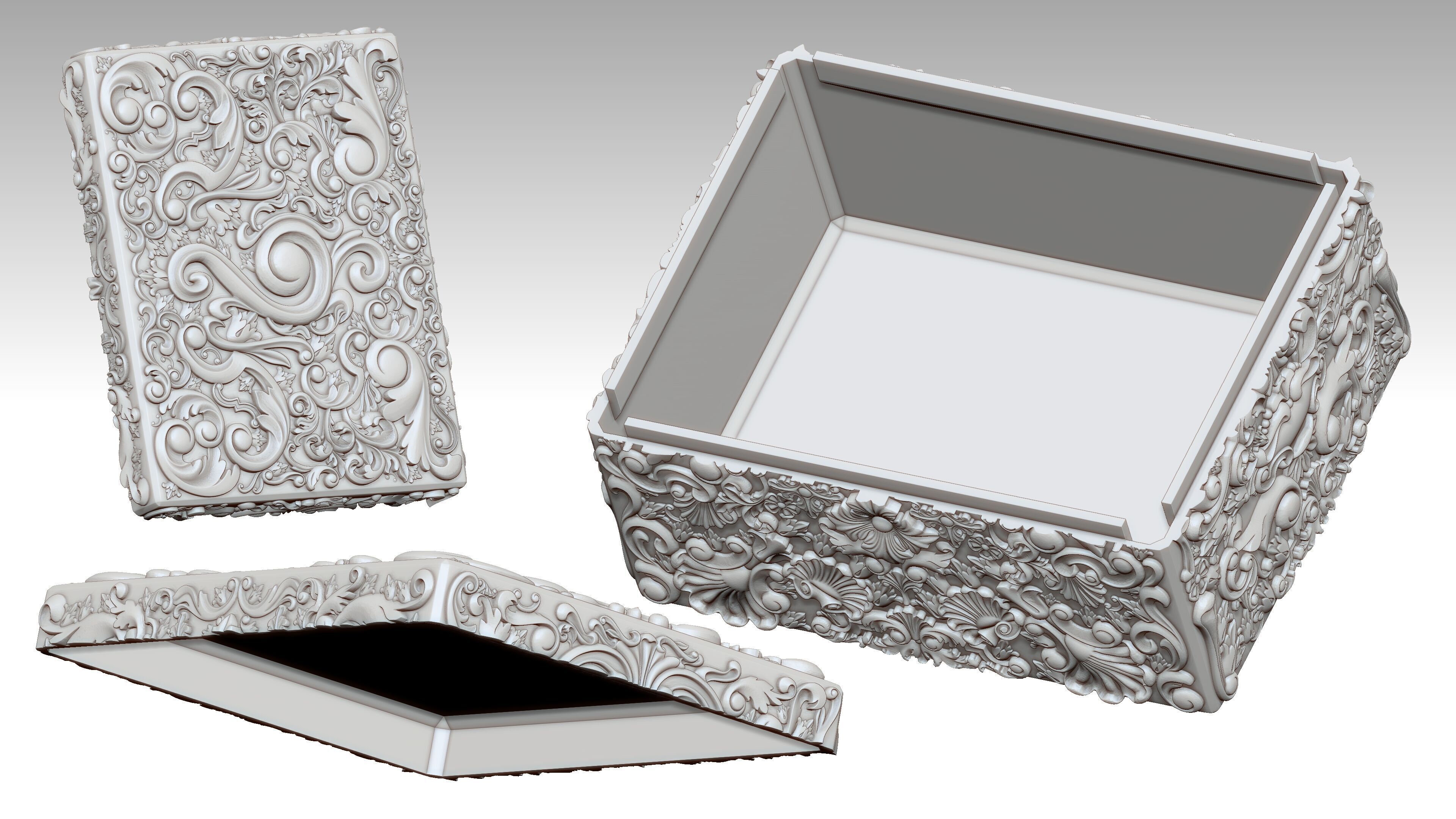 3D Print Ornate Art Nouveau Box Decorative Jewelry Storage 3D print model_2