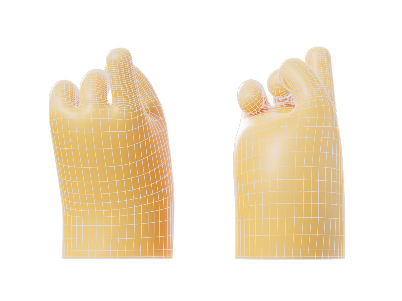 Cartoon Hands Pointing Pose Illustration Icon Low-poly 3D model_4