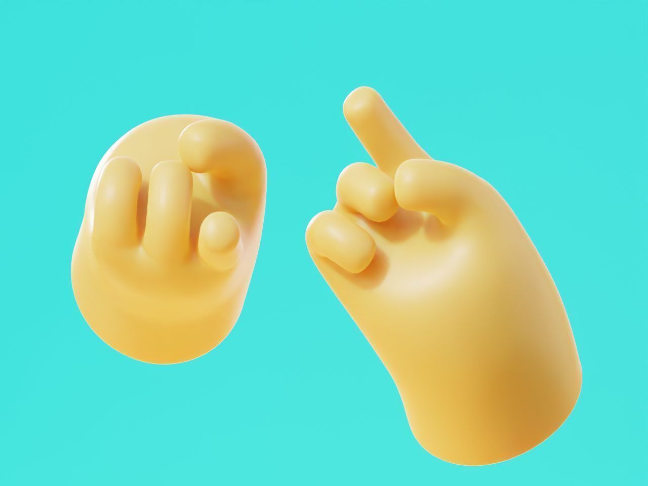 Cartoon Hands Pointing Pose Illustration Icon Low-poly 3D model_7