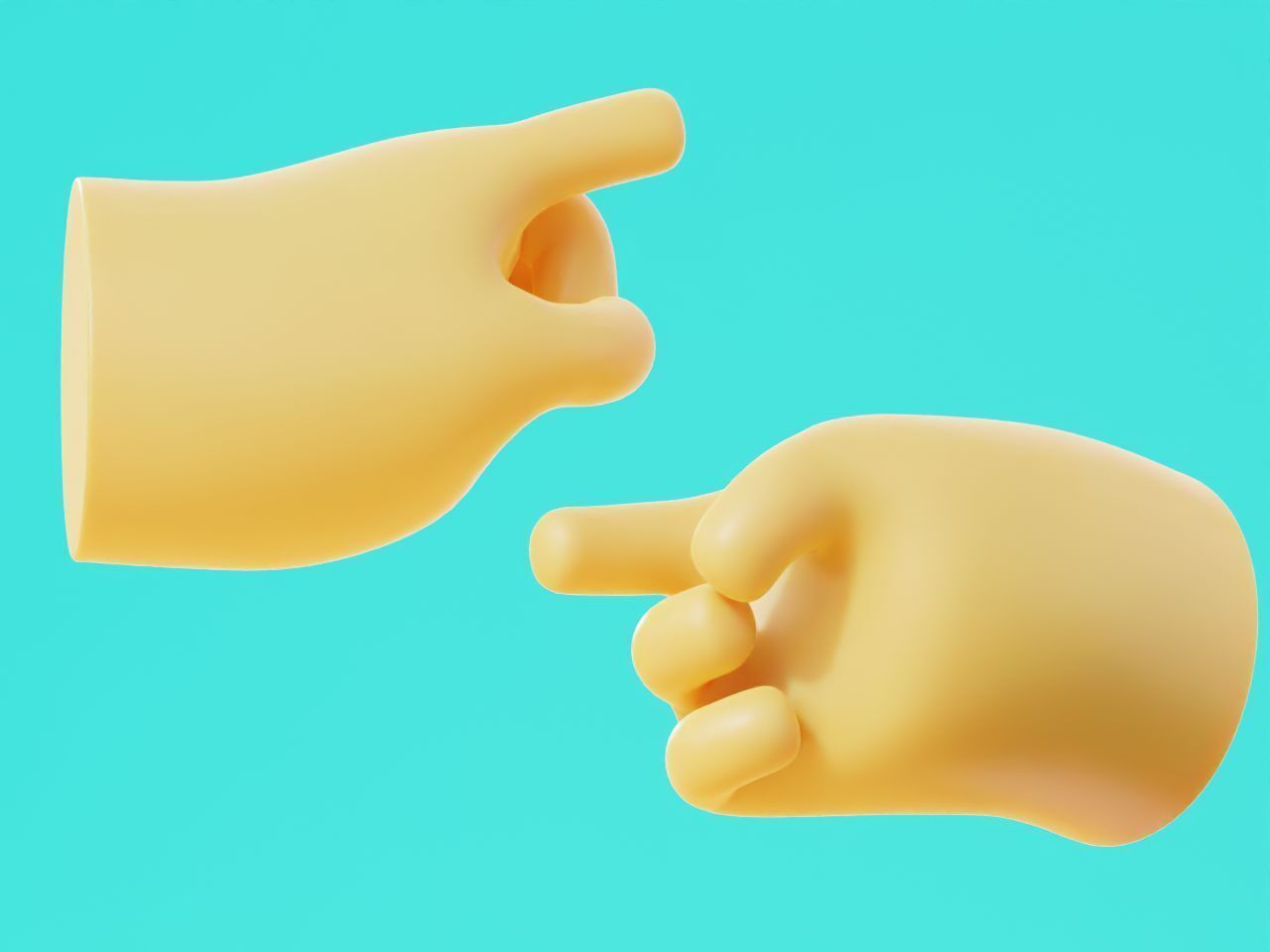 Cartoon Hands Pointing Pose Illustration Icon Low-poly 3D model_9