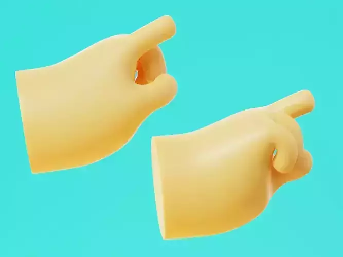 Cartoon Hands Pointing Pose Illustration Icon Low-poly 3D model