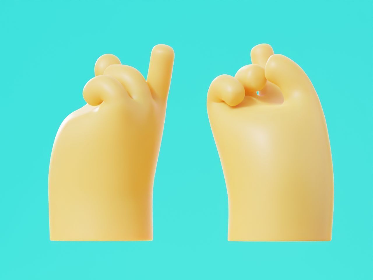 Cartoon Hands Pointing Pose Illustration Icon Low-poly 3D model_3