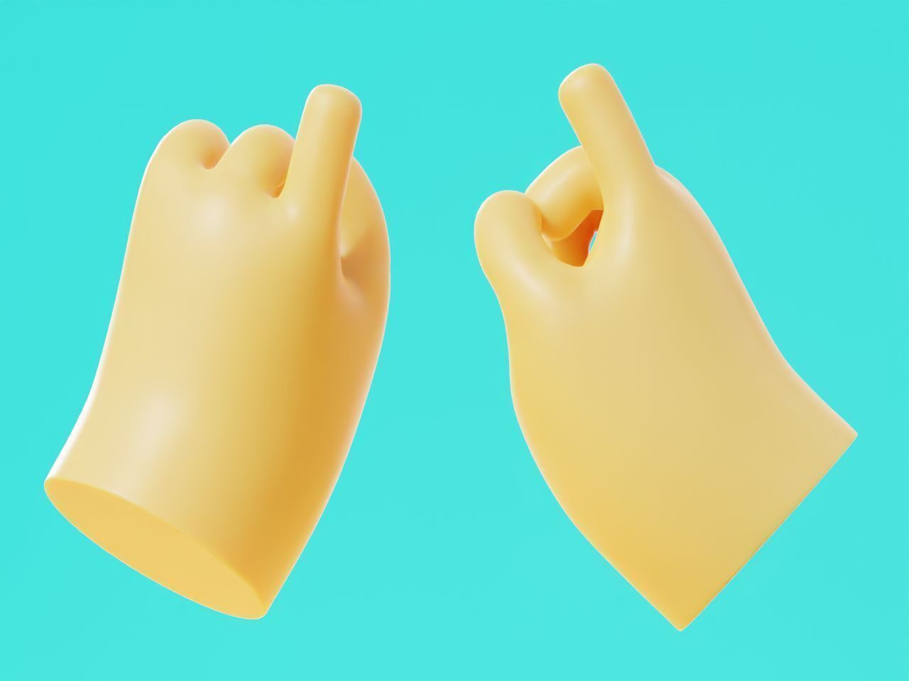 Cartoon Hands Pointing Pose Illustration Icon Low-poly 3D model_5