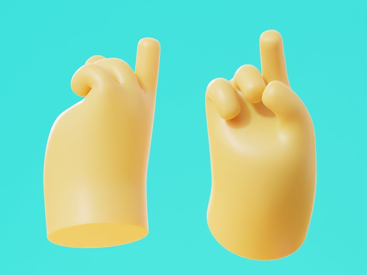 Cartoon Hands Pointing Pose Illustration Icon Low-poly 3D model_8
