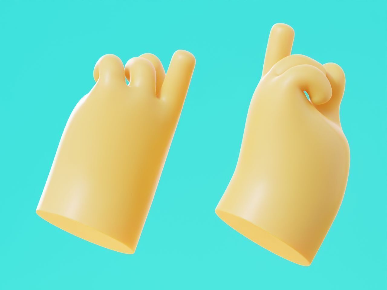 Cartoon Hands Pointing Pose Illustration Icon Low-poly 3D model_6