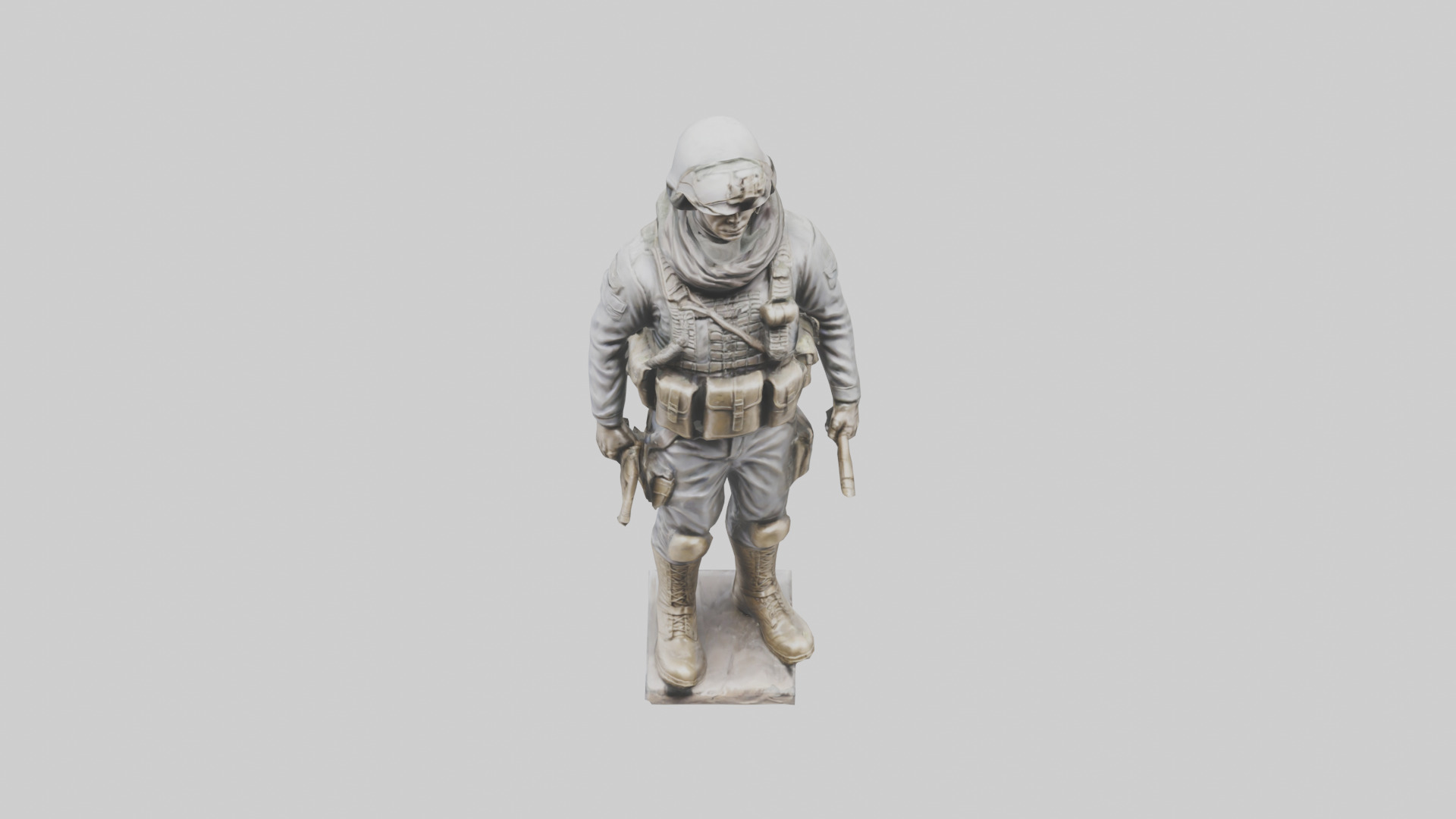 Soldier in Full Gear Statue model 3D model_16