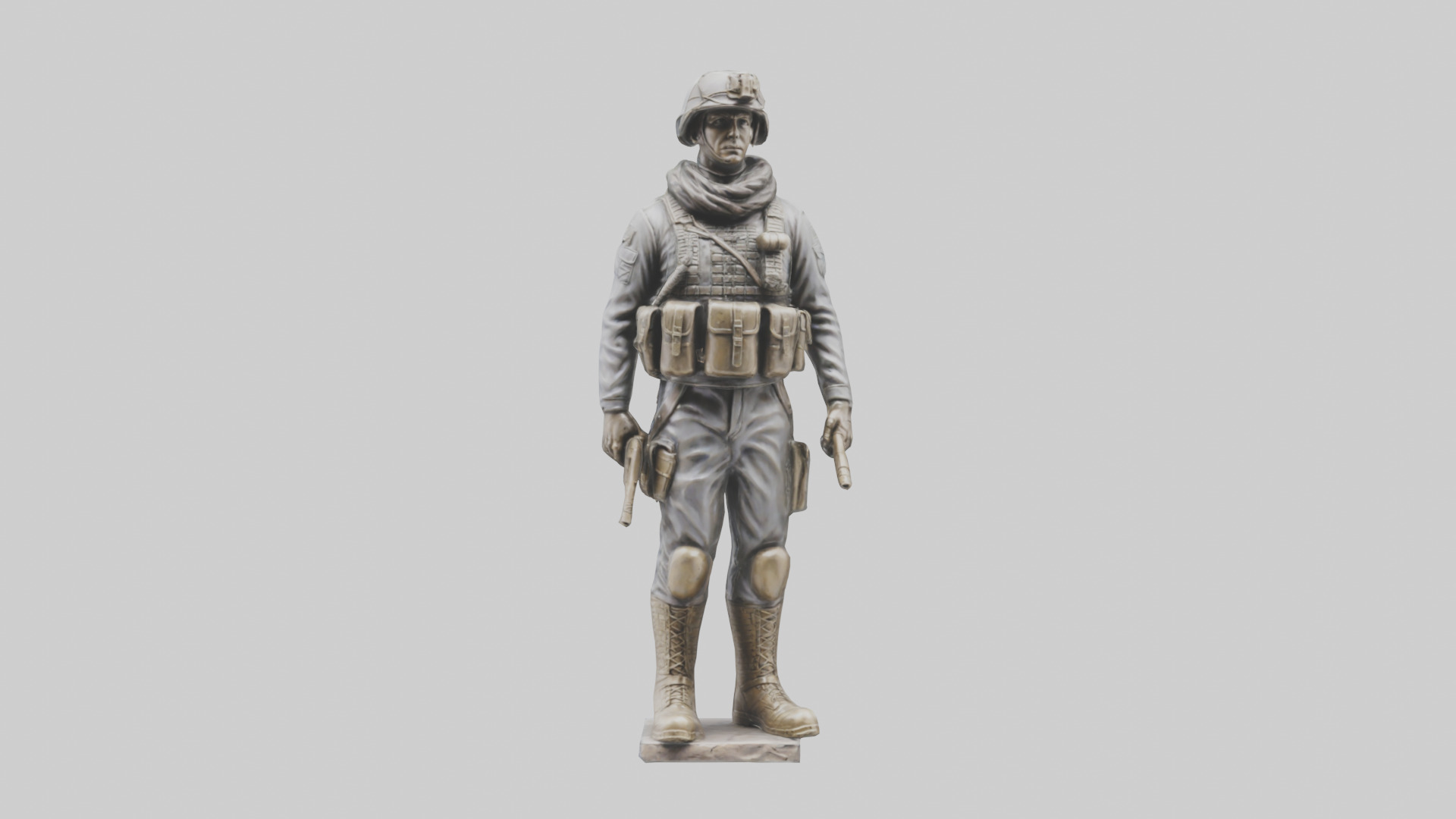Soldier in Full Gear Statue model 3D model_9