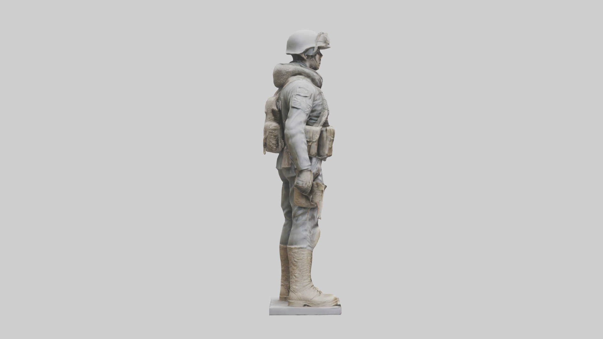 Soldier in Full Gear Statue model 3D model_13