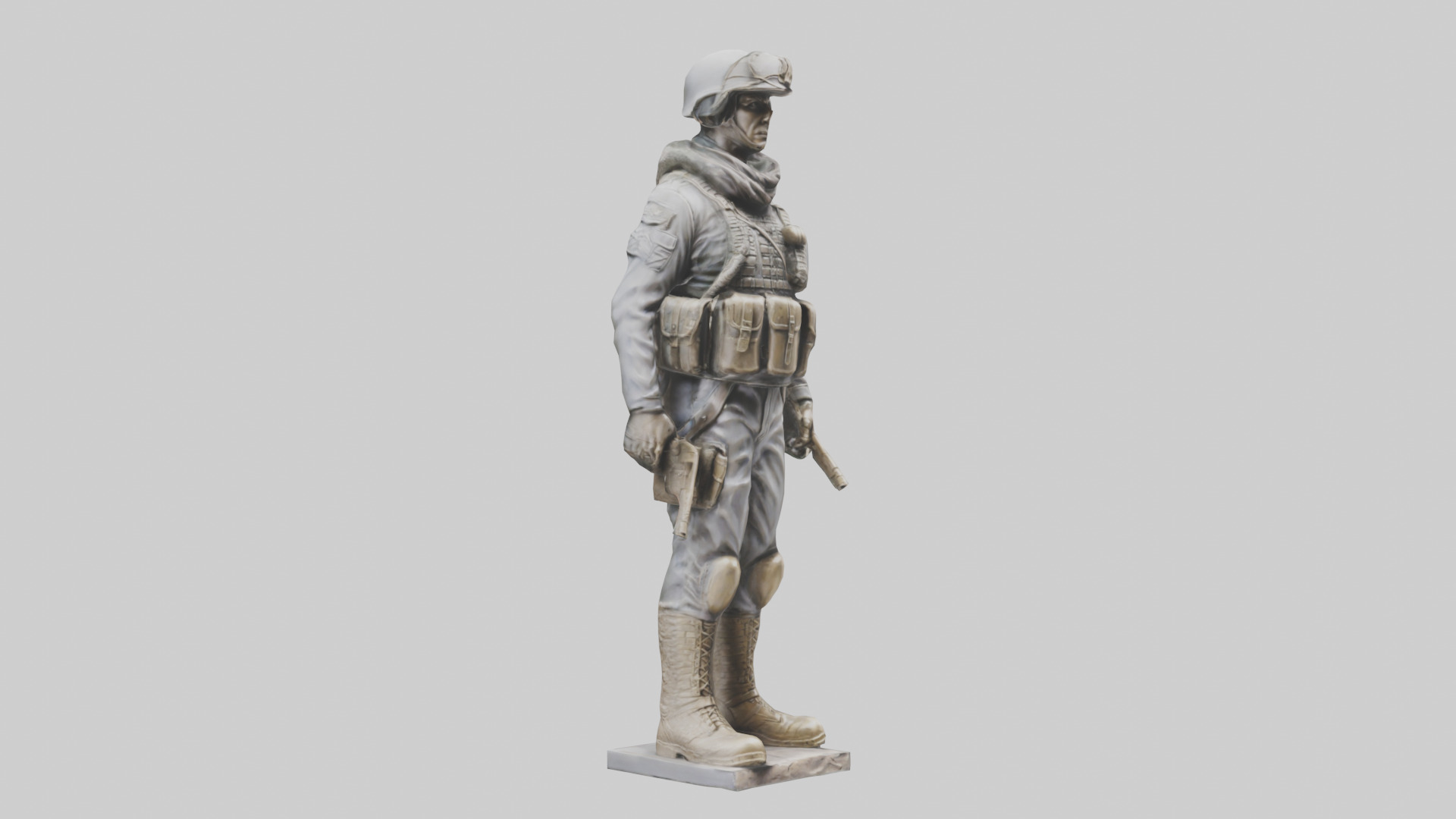 Soldier in Full Gear Statue model 3D model_11