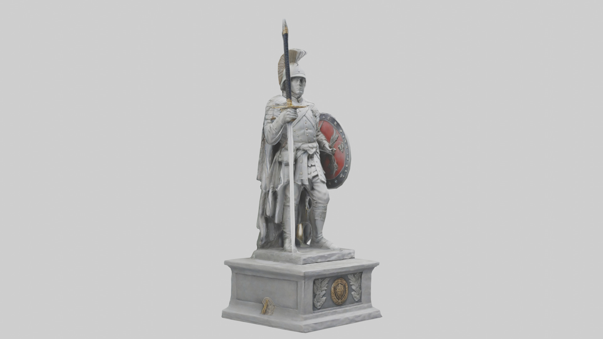 Soldier with Sword and Shield Statue model 3D model_11