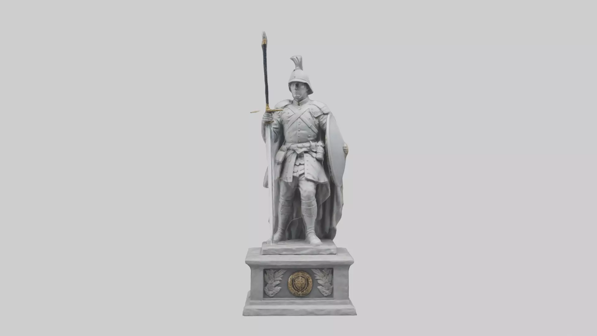 Soldier with Sword and Shield Statue model 3D model_0