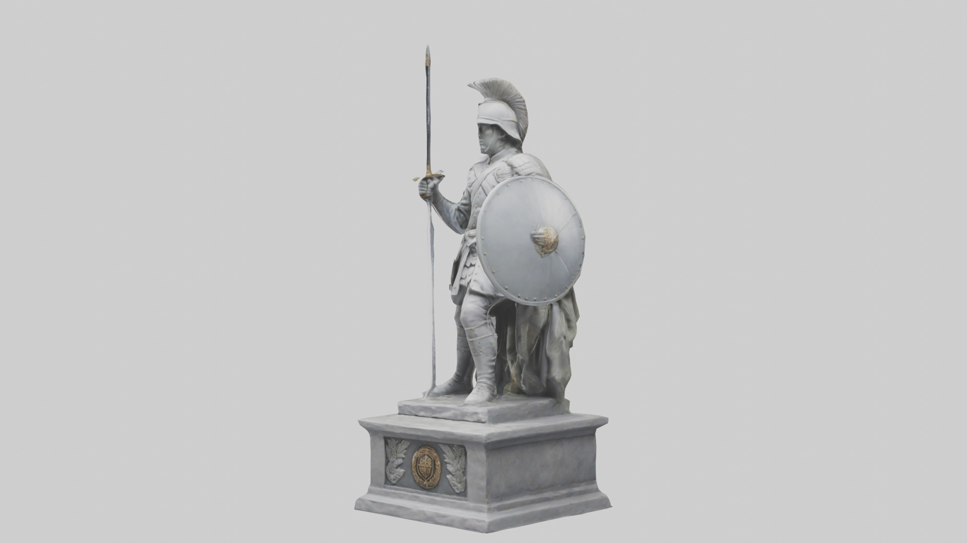 Soldier with Sword and Shield Statue model 3D model_1