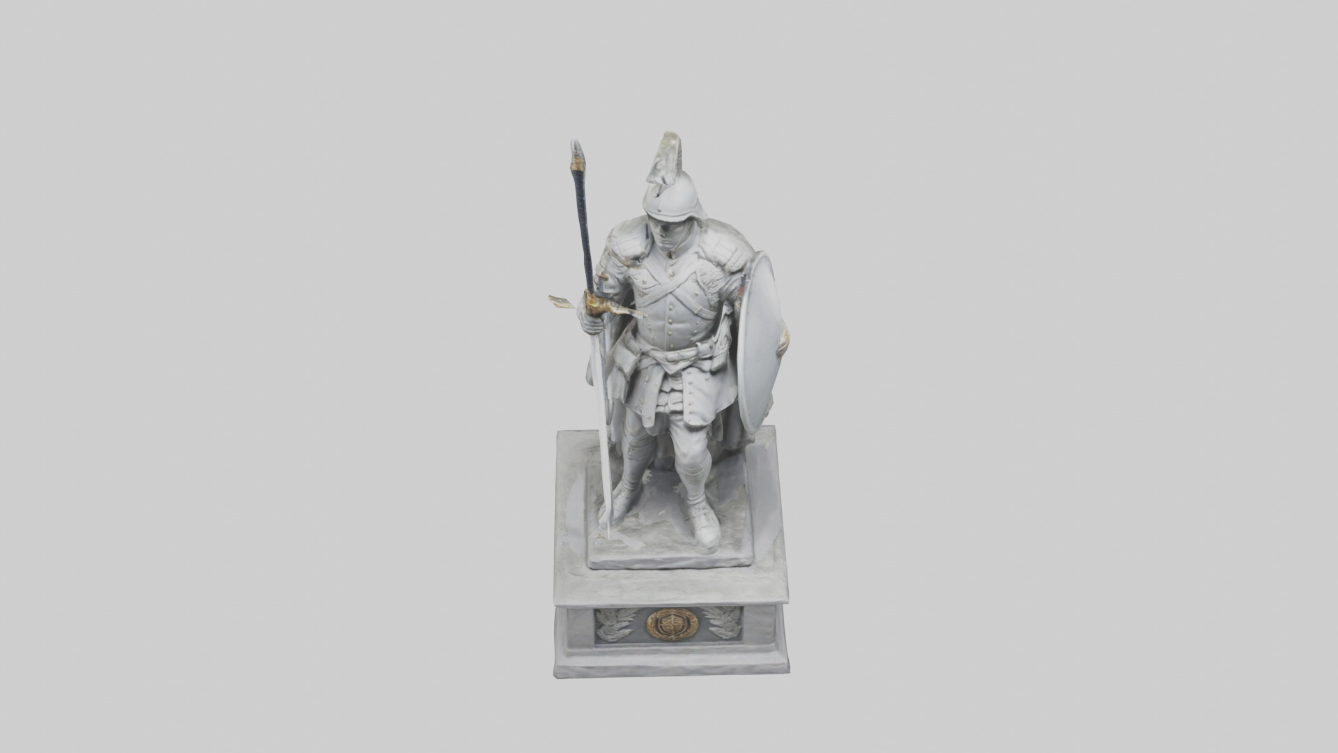 Soldier with Sword and Shield Statue model 3D model_16